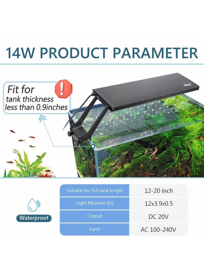 هايغر مصباح LED لحوض السمك من hygger Clip On 24/7، إضاءة 14 واط لضوء الشمس والنهار والقمر ووضع DIY، مؤقت قابل للتعديل / سطوع ضوء حوض السمك مع 7 ألوان لحوض مزروع - Image 5