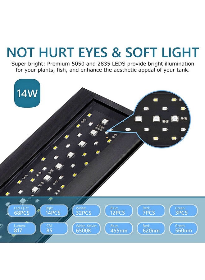 هايغر مصباح LED لحوض السمك من hygger Clip On 24/7، إضاءة 14 واط لضوء الشمس والنهار والقمر ووضع DIY، مؤقت قابل للتعديل / سطوع ضوء حوض السمك مع 7 ألوان لحوض مزروع - Image 3