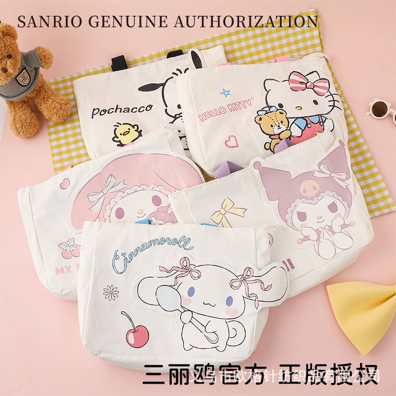Sanrio Genuine Authorized Large Capacity Canvas Bag Kulomi Shoulder Travel Shopping Girl Bag - Image 3