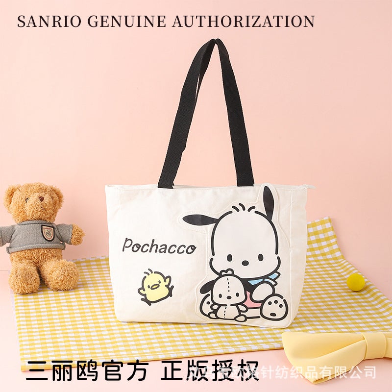 Sanrio Genuine Authorized Large Capacity Canvas Bag Kulomi Shoulder Travel Shopping Girl Bag - Image 1