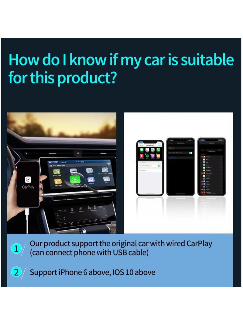 KUKA - Wireless CarPlay Adapter – Convert Factory Wired CarPlay to Wireless | Plug & Play, Automatic Pairing, Compact Design | Supports iPhone, Siri, Navigation, Music & Calls - Image 1