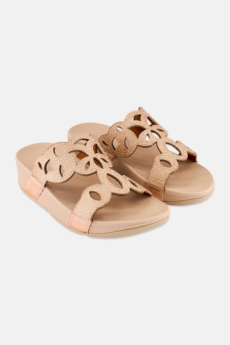 FitFlop Women Slip On Crystal Sandal, Rose Gold - Image 1