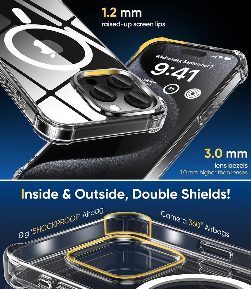 SUCGLES for iPhone 14 Pro Case with MagSafe [Ultra Strong Magnetic] [12FT Military Drop Protection] [Shockproof Bumper] Slim Thin Mag Safe Phone Cover 6.1" for Apple 14pro (Bumper Magnetic) - Image 5