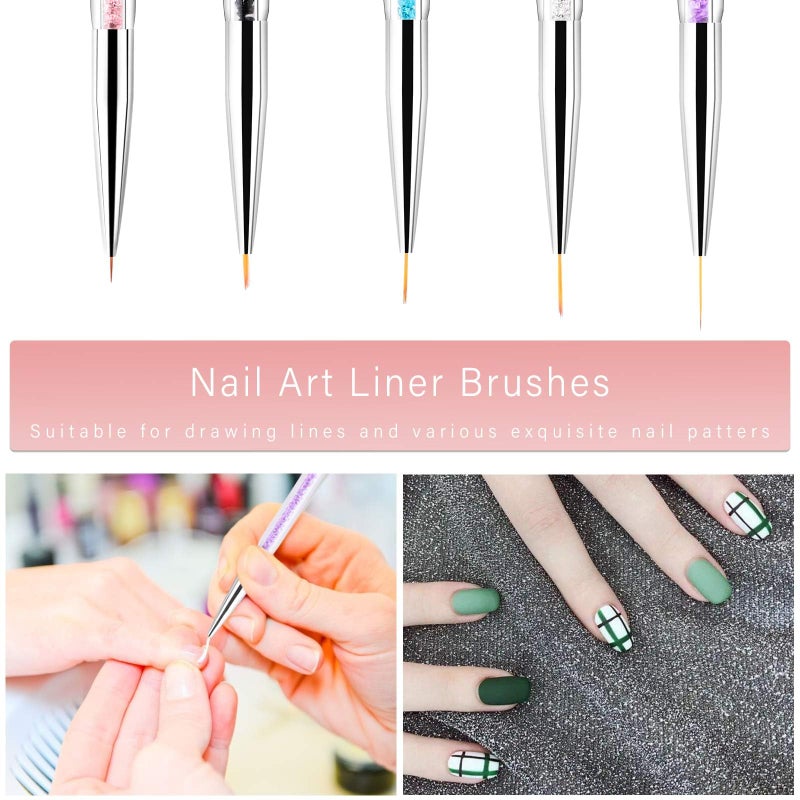 TOCOLES Nail Art Brushes 9PCS Nail Brush Set with Liner Brush and Dotting Pens for Home and Professional Salon Use - Image 5