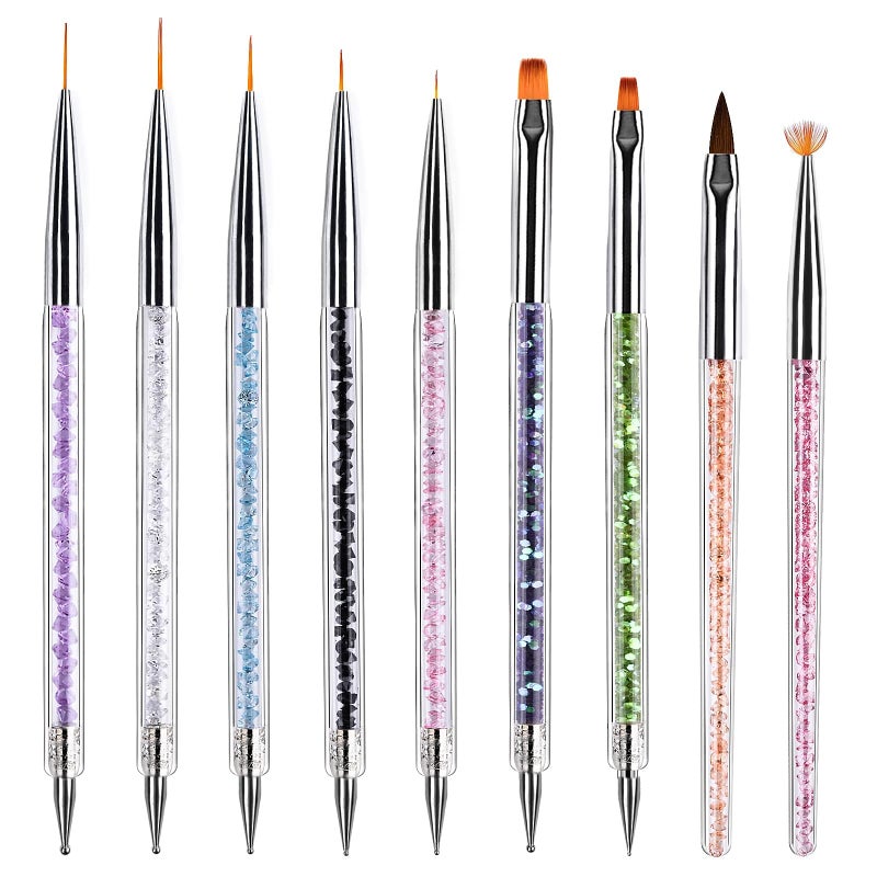 TOCOLES Nail Art Brushes 9PCS Nail Brush Set with Liner Brush and Dotting Pens for Home and Professional Salon Use - Image 1