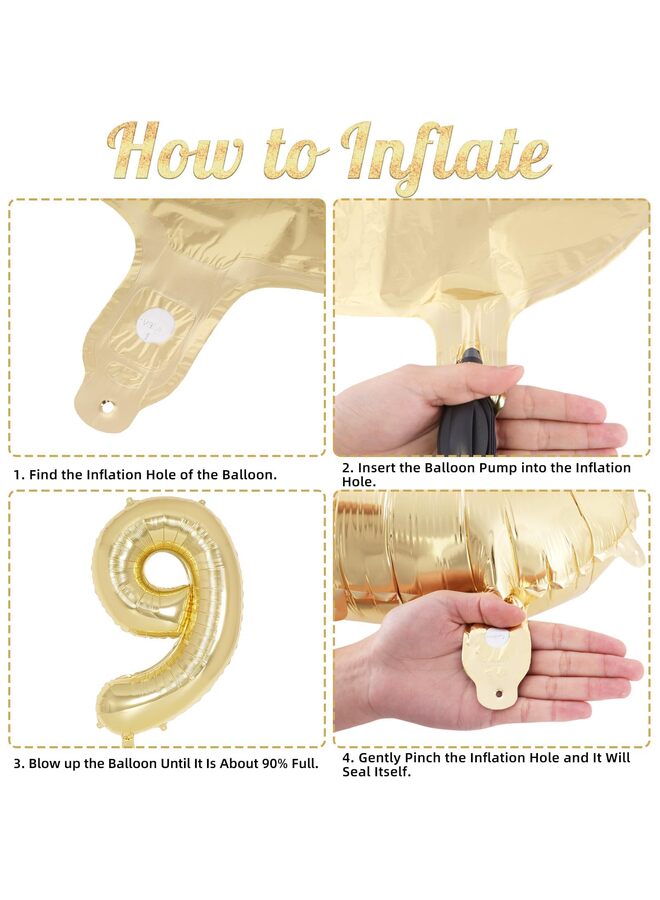 40 Inch Light Gold Foil Number Balloon, Large Mylar Number Balloons for Birthday Party Decorations, Helium Compatible Giant Number Balloons for Anniversary Celebration Supplies (9) - Image 2