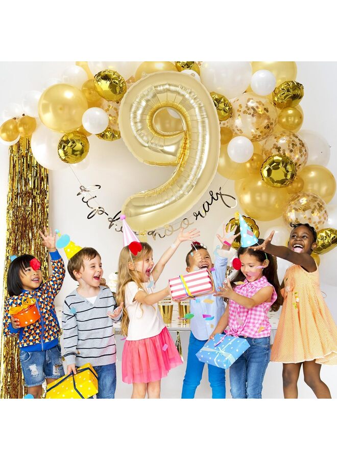 40 Inch Light Gold Foil Number Balloon, Large Mylar Number Balloons for Birthday Party Decorations, Helium Compatible Giant Number Balloons for Anniversary Celebration Supplies (9) - Image 5