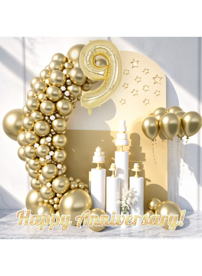 40 Inch Light Gold Foil Number Balloon, Large Mylar Number Balloons for Birthday Party Decorations, Helium Compatible Giant Number Balloons for Anniversary Celebration Supplies (9) - Image 4
