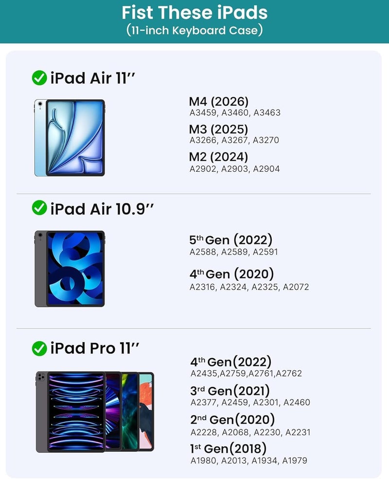حافظة لوحة مفاتيح من نوع Typecase Edge لجهاز iPad Air 11 وiPad Pro 11، تدعم قاعدة عائمة، أزرار مضيئة بـ 11 لونًا، حامل قلم، لوحة تتبع دقيقة، تصميم خفيف مناسب للاستخدام في العمل والمدرسة والسفر - Image 2