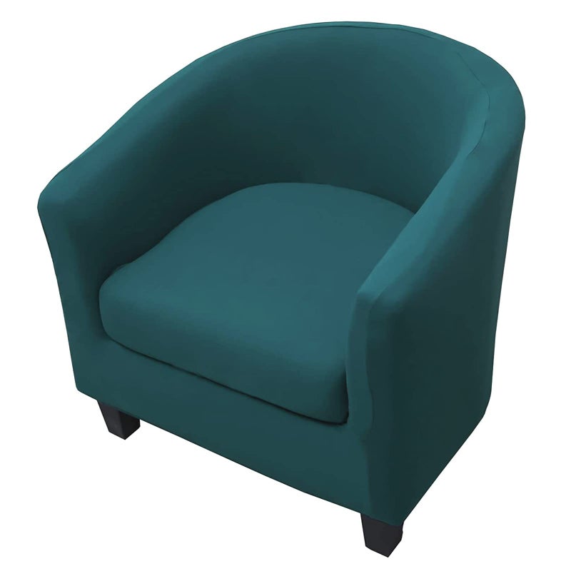 WOMACO 2 Pieces Club Chair Slipcover Printed Stretch Armchair Tub Round Barrel Swivel Chair Covers withc Cushion Cover Elastic Bottom Sofa Furniture Protector for Tullsta 1 Peacock Blue