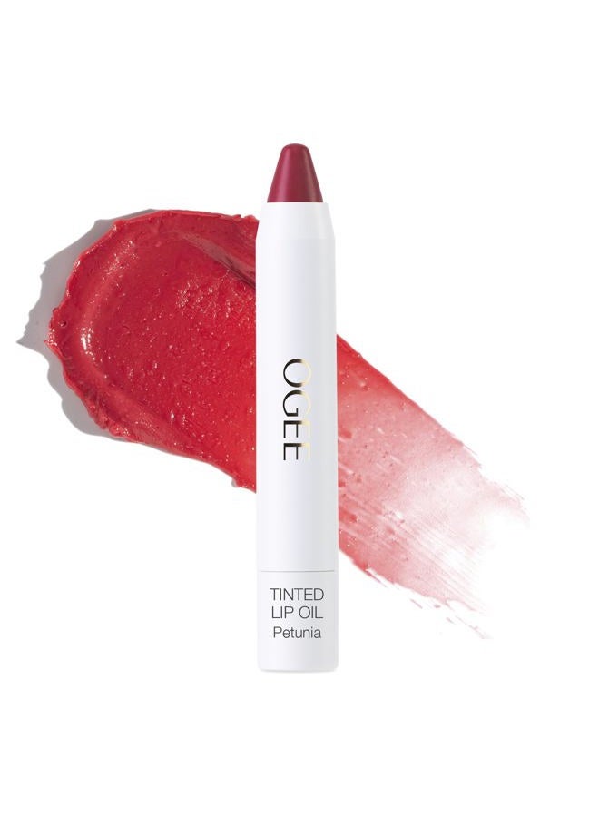 OGEE Sculpted Tinted Lip Oil - Organic & Natural Lip Primer, Moisturizer & Treatment Balm - Petunia (Sheer Blush Color) - Image 1