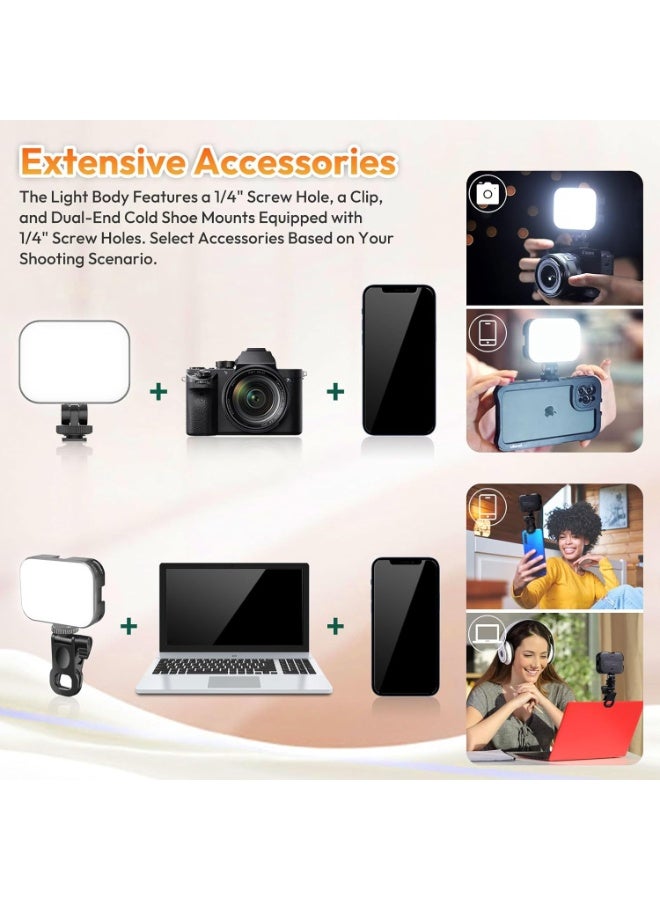 ج ت س آ ل مصباح سيلفي VL100X، لوحة إضاءة LED بمشبك للهواتف/الكمبيوتر المحمول/الكمبيوتر اللوحي/الكمبيوتر، مصباح كاميرا محمول ثنائي اللون بمشبك مع إمكانية التعتيم 2500-6500 كلفن مع بطارية 2000 مللي أمبير في الساعة لمؤتمرات الفيديو/الصور - Image 4