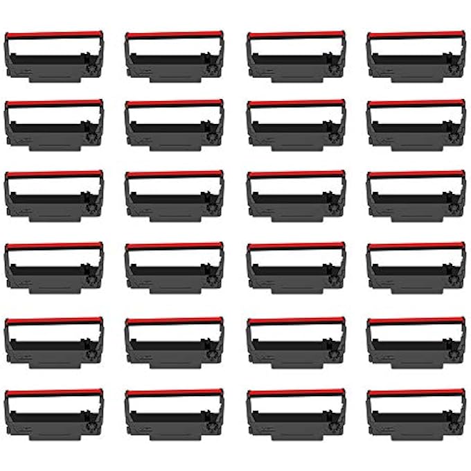 24-PACK ERC30 ERC-30 ERC 30 34 38 B/R COMPATIBLE CASH REGISTER INK RIBBON USED FOR ERC38 NK506 TM-U220 M188B, BTP-M300, GRC-220BR SBR-275 (BLACK AND RED) - Image 1