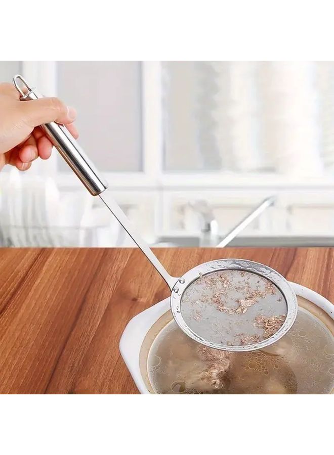 Stainless Steel Fine Mesh Skimmer Spoon Long Handle For Frying Gravy 1pc - Image 1