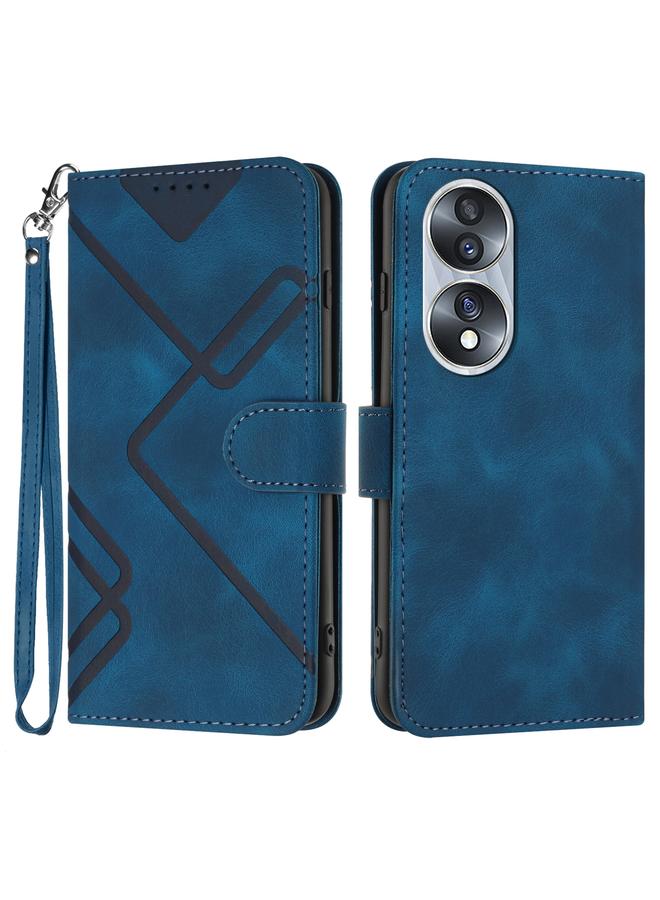 اس-توب جراب هاتف Honor 70 بنمط خطوط من الجلد الملمس - Image 1