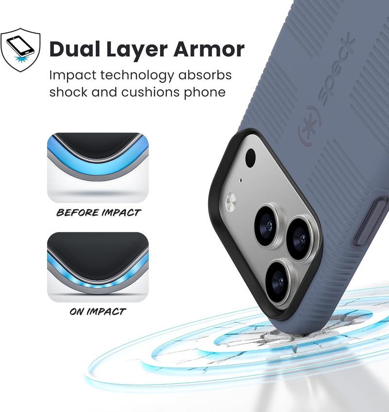Speck CANDYSHELL Grip +MS Case for iPhone 17 Pro - Mystery Blue/Faded Denim | Slim Protective Grip | Drop Protection | MagSafe Compatible - Image 3