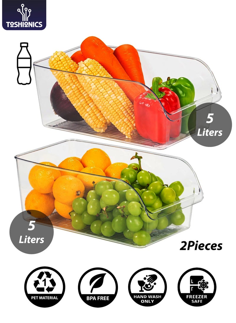 توشيونيكس صندوقان متعددا الأغراض - سعة كل منهما ٥ لترات - T114624-2 | صناديق تنظيم بلاستيكية متينة للمنزل، المطبخ، الثلاجة، المكتب، والحمام | حاويات تخزين بسعة ٥ لترات مع مقابض | ٣١.٨×١٥.٥×١٠ سم - Image 1