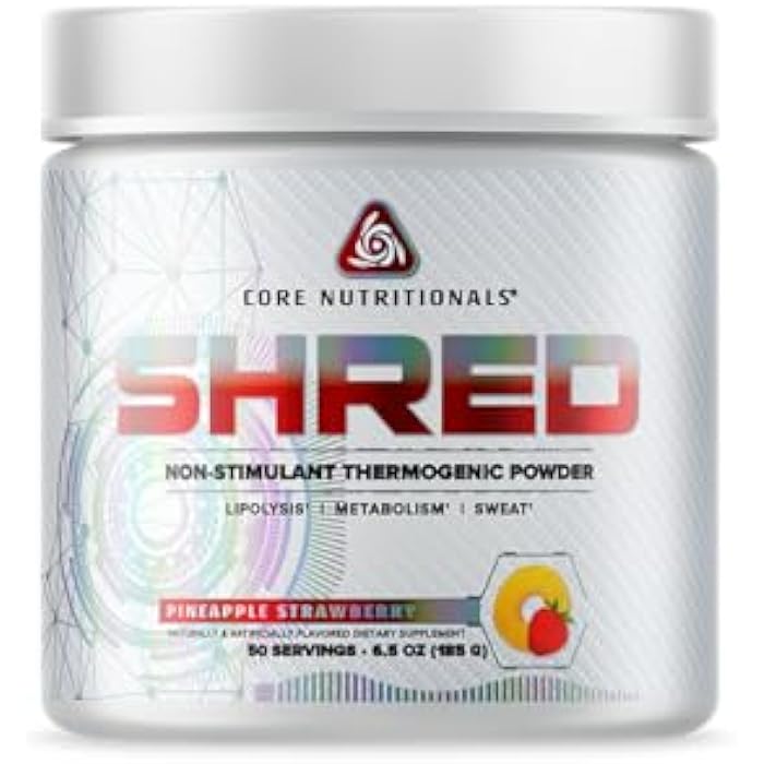 Core Nutritionals كور نيوترشنالز بلاتينوم شريد غير منبه، مسحوق حارق للدهون، حراري مع 1 جرام أسيتيل-ل-كارنيتين 50 حصة (أناناس فراولة) - Image 1