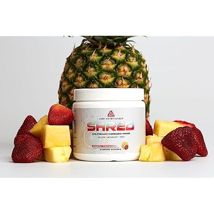 Core Nutritionals كور نيوترشنالز بلاتينوم شريد غير منبه، مسحوق حارق للدهون، حراري مع 1 جرام أسيتيل-ل-كارنيتين 50 حصة (أناناس فراولة) - Image 2