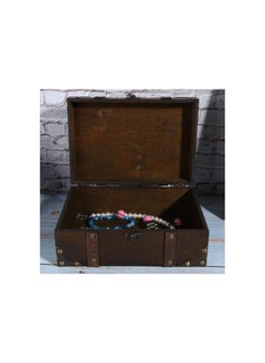 Generic Treasure Chest, Vintage Wooden Jewelry Box, Chest Box Case Decorative Treasure Jewelry Chest, Vintage Wooden Desktop Storage Boxes for Books Jewelry Home(6282-2302)  - Image 2