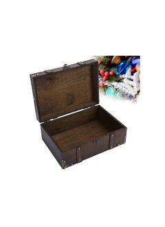 Generic Treasure Chest, Vintage Wooden Jewelry Box, Chest Box Case Decorative Treasure Jewelry Chest, Vintage Wooden Desktop Storage Boxes for Books Jewelry Home(6282-2302)  - Image 3