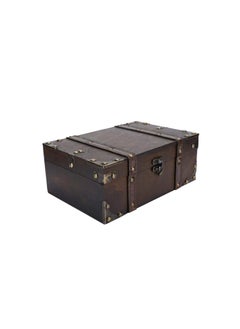 Generic Treasure Chest, Vintage Wooden Jewelry Box, Chest Box Case Decorative Treasure Jewelry Chest, Vintage Wooden Desktop Storage Boxes for Books Jewelry Home(6282-2302)  - Image 1