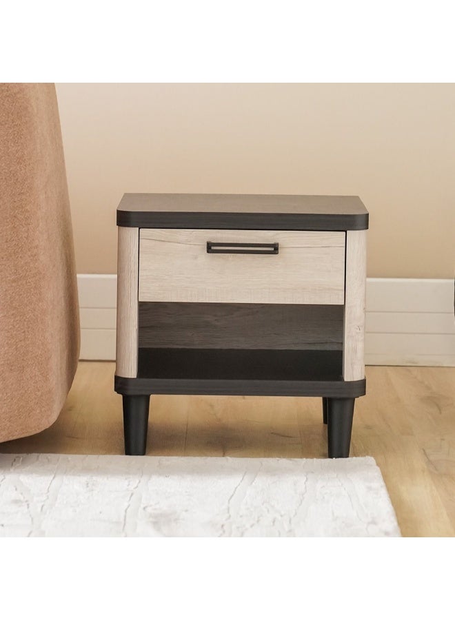 DANUBE HOME Kirwin End Table With 1 Drawer Multifunctional Living Room Side Table Modern Design Furniture For Home Made In Malaysia L48Xw40Xh47Cm-Grey Oak/Black - Image 3