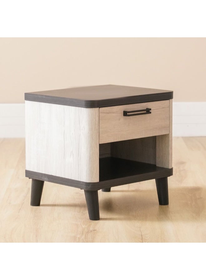 DANUBE HOME Kirwin End Table With 1 Drawer Multifunctional Living Room Side Table Modern Design Furniture For Home Made In Malaysia L48Xw40Xh47Cm-Grey Oak/Black - Image 4