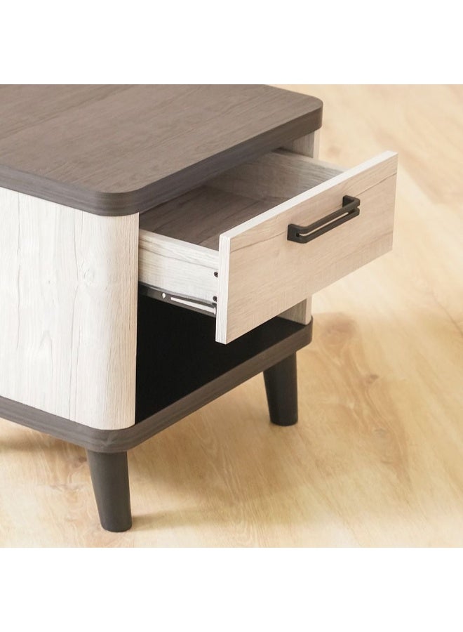 DANUBE HOME Kirwin End Table With 1 Drawer Multifunctional Living Room Side Table Modern Design Furniture For Home Made In Malaysia L48Xw40Xh47Cm-Grey Oak/Black - Image 5
