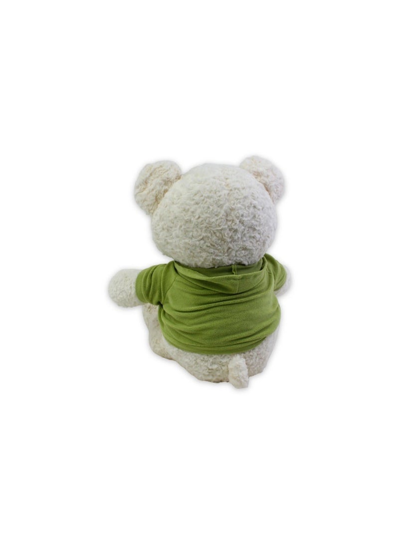 Teddy Bear Plush Toy – Beige with Green T-Shirt - Image 2