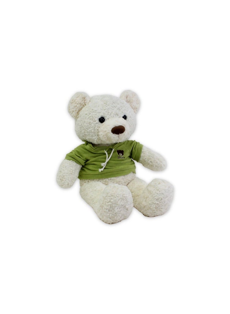 Teddy Bear Plush Toy – Beige with Green T-Shirt - Image 1