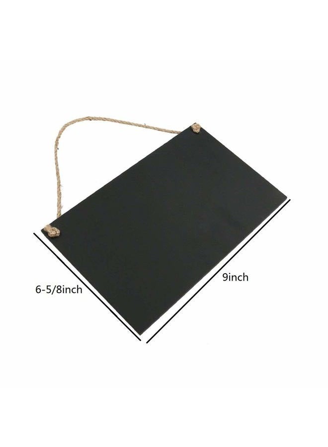 D-worthy hwojjha D-Worthy Wooden Double Sided Hanging Chalkboard Signs, Memo Message Sign, Vintage Erasable Message Board Sign with Hanging String for Wedding Kitchen Home Party Decoration (Black-Rectangle) - Image 2
