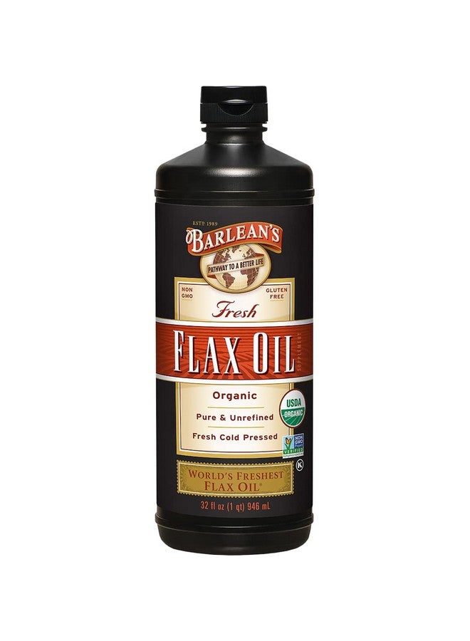 Barlean's Organic Flaxseed Oil Liquid, Cold Press Flax Seeds, 7,640mg ALA Omega 3 Fatty Acid Supplement for Joint and Heart Health & Healthy Digestion, 32 oz - Image 1