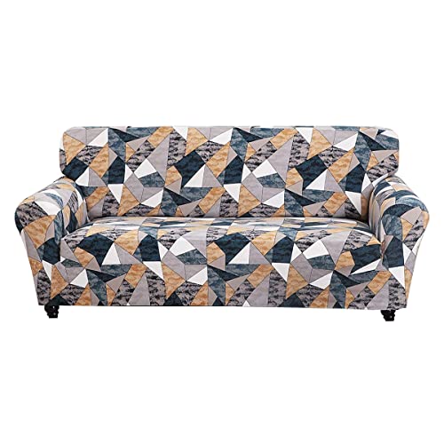 Furshine Multi Prism Sofa Cover 3 Seater Fully Covered | Universal 360° Anti-Slip Stretchable 3Seater Sofa Slipcover | Elastic Sofa Set Imported Slipcover Protector (Triple Seater, Multicolor) - Image 1