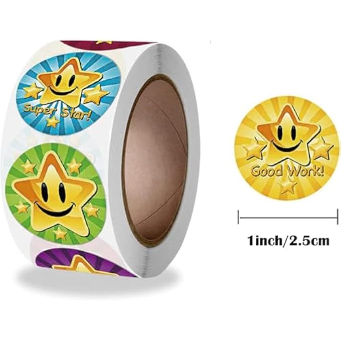 REWARD STICKERS FOR KIDS, 6 ROLLS 3000PCS COLORFUL MOTIVATIONAL STICKERS, 2.5CM SELF-ADHESIVE STAR LABELS FOR TEACHERS PARENTS, PERFECT FOR CLASSROOM BEHAVIOR REWARD SYSTEM AND HOMESCHOOLING - Image 3