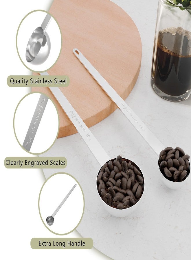 LEIFENY 2PCS Coffee Scoop Set (1tbsp, 2tbsp), Extra Long Handle Measuring Spoon, 15 ml and 30 ml Stainless Steel Coffee Scooper - Image 3