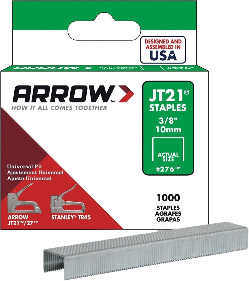 Arrow Fastener 276 Genuine JT21 3/8-Inch Staples - 1000-Pack - Image 1
