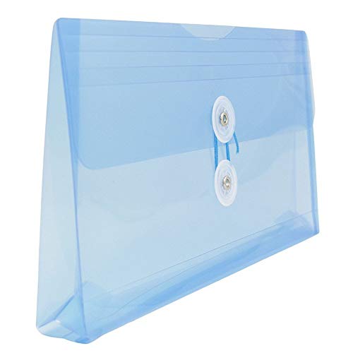 JAM PAPER Plastic Envelopes with Button & String Tie Closure - #10 Business Booklet - 5 1/4 x 10 - Blue - 12/Pack - Image 3