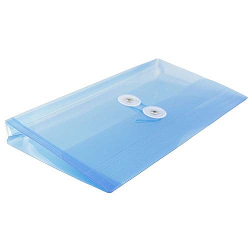 JAM PAPER Plastic Envelopes with Button & String Tie Closure - #10 Business Booklet - 5 1/4 x 10 - Blue - 12/Pack - Image 4