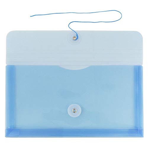JAM PAPER Plastic Envelopes with Button & String Tie Closure - #10 Business Booklet - 5 1/4 x 10 - Blue - 12/Pack - Image 2