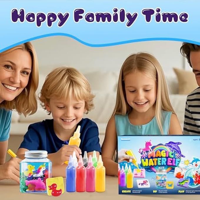 Funewest Magic Water Elf Toy Kit, 12 Magical Gels & 10 Molds Squishy Maker - Aqua Fairy Water Gel Kit for Kids Arts and Crafts Just Add Magic - Image 4
