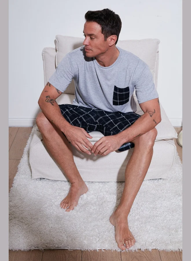 Buratti  Buratti Plaid Regular Fit Cotton Crew Neck Short Sleeve Shorts Pajama Set Men's PAJAMAS SET 6572020 for Men | Best Price UAE