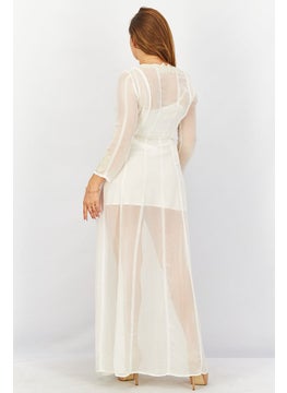 French Connection Women Tessie Drape Long Sleeve Maxi Dress, Off White  - Image 2