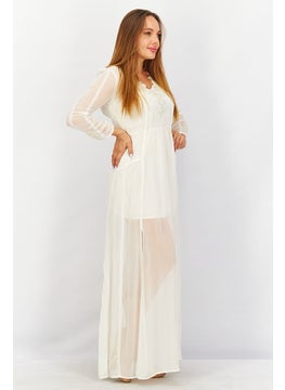 French Connection Women Tessie Drape Long Sleeve Maxi Dress, Off White  - Image 3