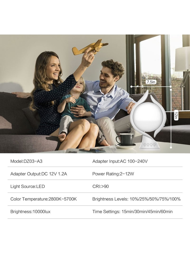 SYOSI Light Therapy Lamp 10000 Lux, UV-Free Lamp Therapy Lamps Adjustable Temp/Brightness, Timer & Memory Function, Full Spectrum, Bright Seasonal Sun Light Lamps for Bedroom, Office - Image 5