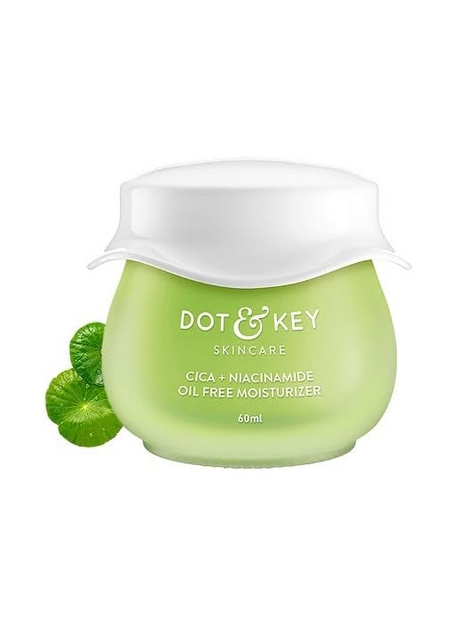 Dot & Key Cica + Niacinamide Oil-Free Face Moisturizer For Calm, Acne Free Hydrated Skin Fades Acne Scars & Dark Spots, Soothes Redness & Irritation | For Oily, Acne Prone & Sensitive Skin | 60Ml Jar  - Image 1