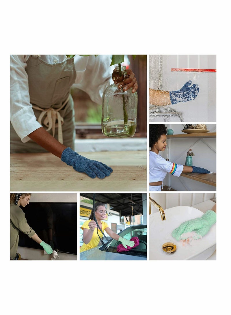 Beauenty Cleaning Gloves, 2 Pairs Microfiber Auto Dusting Cleaning Gloves Washable Cleaning Mittens for Kitchen House Cleaning Cars Trucks Mirrors Lamps Dusting Cleaning (Blue, Green) - Image 5