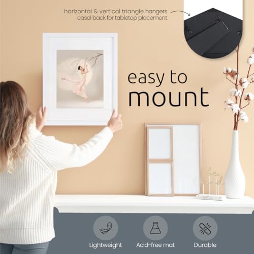 Kiera Grace Contempo Picture Frame, 8" x 10" Large Picture Frame with Easel, Holds a 5" x 7" Photo, Wood Frame for Wall Hanging, Durable Frame for Photo Display, White - Image 4