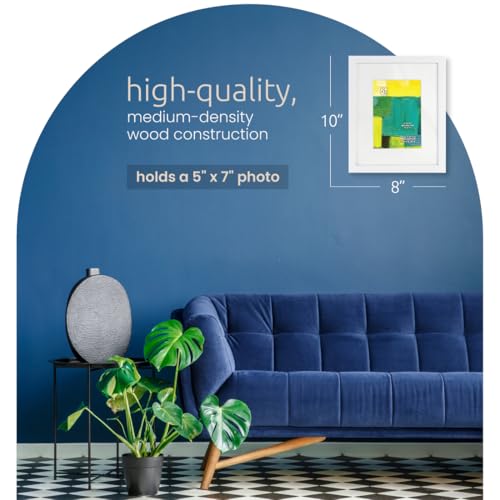 Kiera Grace Contempo Picture Frame, 8" x 10" Large Picture Frame with Easel, Holds a 5" x 7" Photo, Wood Frame for Wall Hanging, Durable Frame for Photo Display, White - Image 2