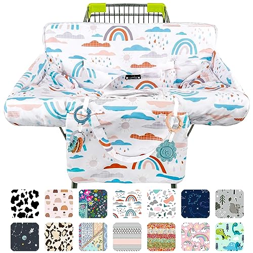 Polovillae Shopping Cart Cover for Baby 2in1 High Chair Cover with Safety Harness Multifunctional Dinosaur Pattern Cart Covers for Babies Soft Padded Grocery Cart Cover for Baby Boy Girl - Image 1